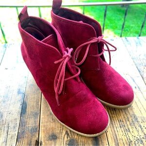 GH Bass Cali Wedge Chukka Booties Stone Red Lace Up 8 M Ankle Boots